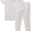 Burt's Bees Baby Unisex Honeysoft 2-PC Pajamas, Jersey Slub Short Sleeve Tee and Pant Pj Set Organic Cotton & Lyocell Blend (Gray)