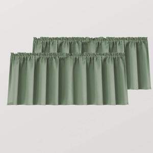 Mrs.Naturall Sage Green Bathroom Curtains Window Valance Room Darkening Blackout Valances for Kitchen Living Room Bedroom 52 x 18 Inch Length Light Green