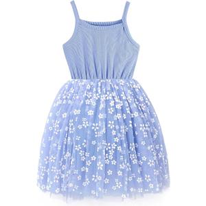 Baby Girls Tutu Dress Flutter Sleeve Toddler Sleeveless Princess Tulle Sundress Toddler Girls Vintage Party Dress (Blue)