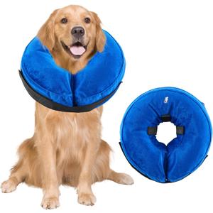 Dog Cone Collar, Inflatable Dog Cone Soft Protective Pet Recovery Collar After Surgery for Dogs and CatsBlue M (9-14")