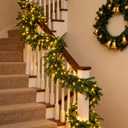 9 Ft Realistic Christmas Garland with 36FT Fairy String Lights, Thick and LushSoft Bendable, Lifelike Cypress Garland for Christmas Decoration, Pine Garlands for Mantle, TV Stand, Archway, Railing