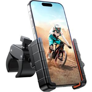 Miracase Bike Phone Holder, [Support Video Recording] Motorcycle Phone Mount, [Quick Lock] Bicycle Phone Mount Handlebar Cell Phone Clamp for Scooter, Friendly Compatible with iPhone Samsung Orange