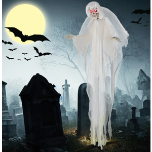 8.3 ft Halloween Standing Haunted Angel with Lighted Eyes and Automatic Wing Movement