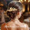 JAKAWIN Leaf Bride Wedding Hair Comb Gold Crystal Hair Piece Rhinestone Bridal Hair Accessories for Women (Gold)
