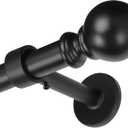 Heavy Duty Curtain Rods 32-168 Inches (2.5-14ft) Adjustable - Seamless Inner Thread Connection 1 Inch Diameter Long Drapery Rod for Living Room Bedroom Windows Adjustable Brackets, Black