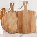 Hsei 2 Pcs Acacia Wood Cutting Board with Handle Wooden Charcuterie Board Large Paddle Carving Chopping Set Butter Serving Tray for Cheese Meat Fruit Pizza Bread Baking(Practical Handle)