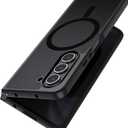 Magnetic for Samsung Galaxy Z Fold 5 Case [Compatible with MagSafe] Slim Translucent Matte Hard Back & Soft Black Bumper, Military Grade Drop Proof Cover, Shockproof Phone Case