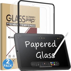 Esanik 2 Pack Like Paper Glass Screen Protector for iPad mini 7(2024)/iPad Mini 6(2021) 9H Tempered Glass Film with Alignment Frame, Writing Like on Paper, Anti-Glare, Apple Pencil Compatible