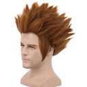 yuehong Short Orange Spiky Wig Anime Cosplay Brown Wig for Men Heat Resistant Synthetic Fibers Soft Durable Breathable Costume Hair