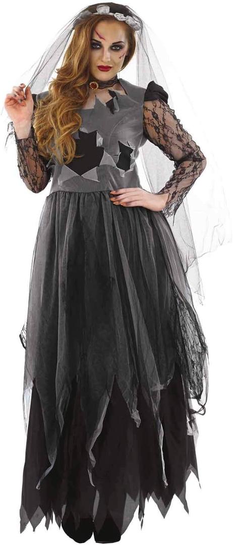 fun shack Adult Corpse Bride Costume Zombie, Halloween Costumes For Women, womens zombie costume, Dead Bride outfit (X-Large)