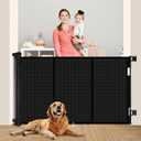 Upgrade 71" Retractable Baby Gates with Reinforced Strip Design to Prevent Crawling Through, 42" Tall Retractable Gate for Baby and Pet, 6 FT Safety Gates for Stairs, Doorways, Hallways (Black)