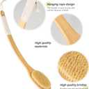Bath Body Brush Shower, 22" Super Long Curved Bamboo Handle Antiskid Back Body Scrubber Wet/Dry Brushing, Moderately Soft Natural Bristle Body Brush for Showering