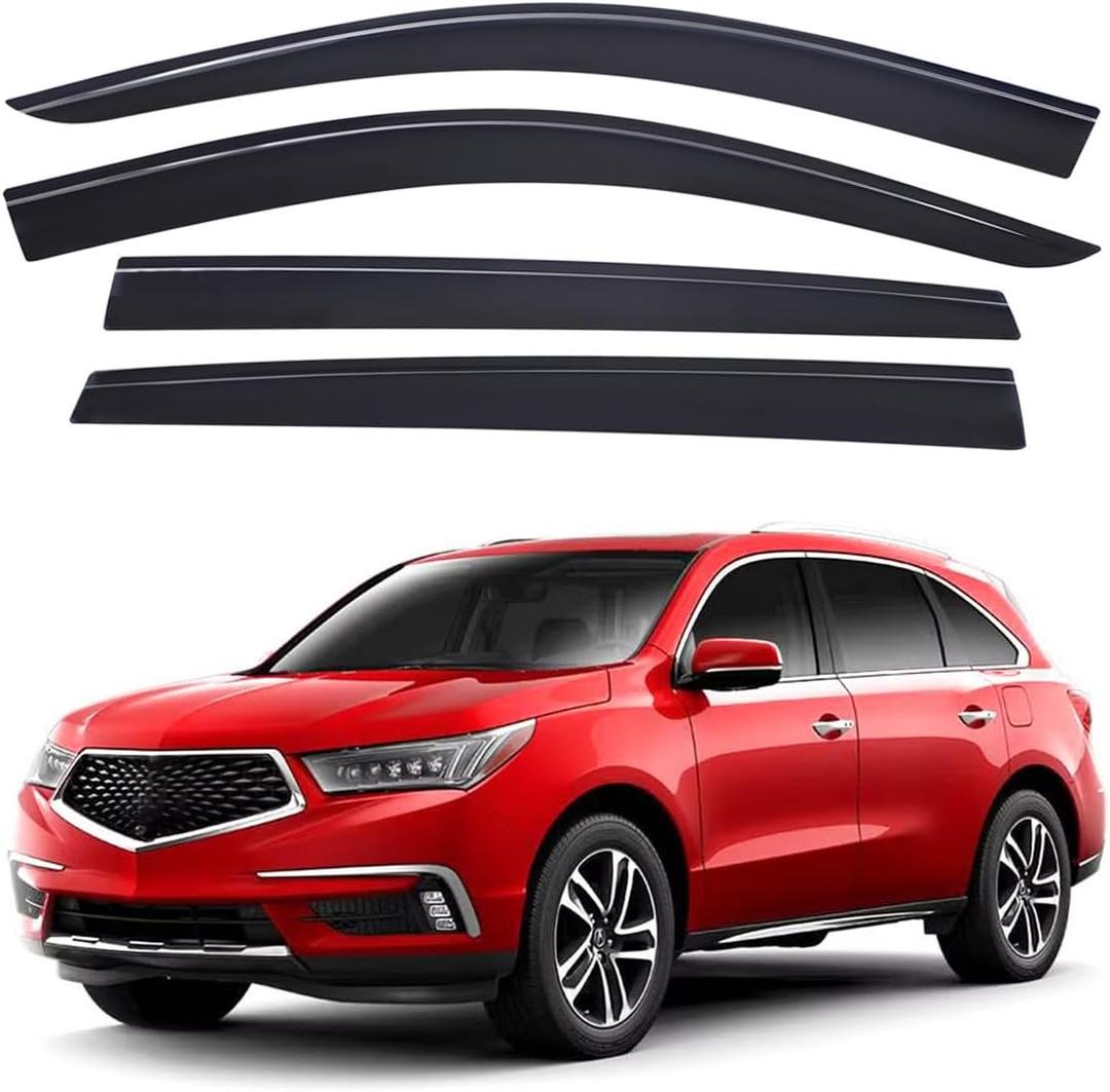 Lightronic Extra Durable Outside-Mount Low-Profile Auto Vent Window Visors, Fits 2014-2020 Acura MDX, UV-Protection Rain Guards, Original Wind Deflectors, Dark Smoke, 4-Pcs