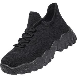 Walking Shoes Slip-On Womens Running Tennis Unisex Mens Shoes MD Sole Lightweight Sneakers Breathable Arch Support Running Gym Shoes (7, 5701-black)