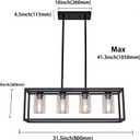 XILICON Black Dining Room Chandeliers Lighting Fixture Linear Pendant Modern 4-Light with Glass Shades Vintage Farmhouse Ceiling Light Hanging for Kitchen Island Cafe Bar
