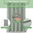 eachope No Hooks & No Liner 150GSM Fabric Shower Curtain,71Wx74L,Sage Green
