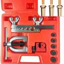 Brake Line Flaring Tool Kit, 3/16", 1/4", 5/16", 3/8" and 1/2” Double & Single Tubing Flare Tool for Copper and Aluminum Fuel Line Tube