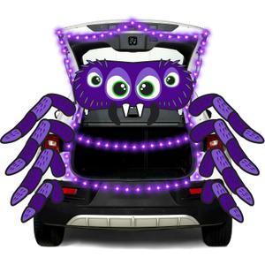 JOYIN Halloween Trunk or Treat Car Decorations Kit, Halloween Spider Theme Decorations with String LED for Car SUV Garage Door Outdoor Entryway Archway