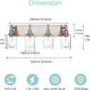 4 Light Bathroom Vanity Lights Brushed Nickel Bathroom Lighting Fixtures Over Mirror with Clear Glass, Industrial Wall Sconce Vanity Lighting Fixture for Bedroom Living Room, E26 Socket