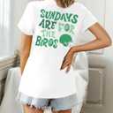 Football Shirt for Women Sunday Funday T Shirt Game Day Tee Cute Print Crewneck Tee