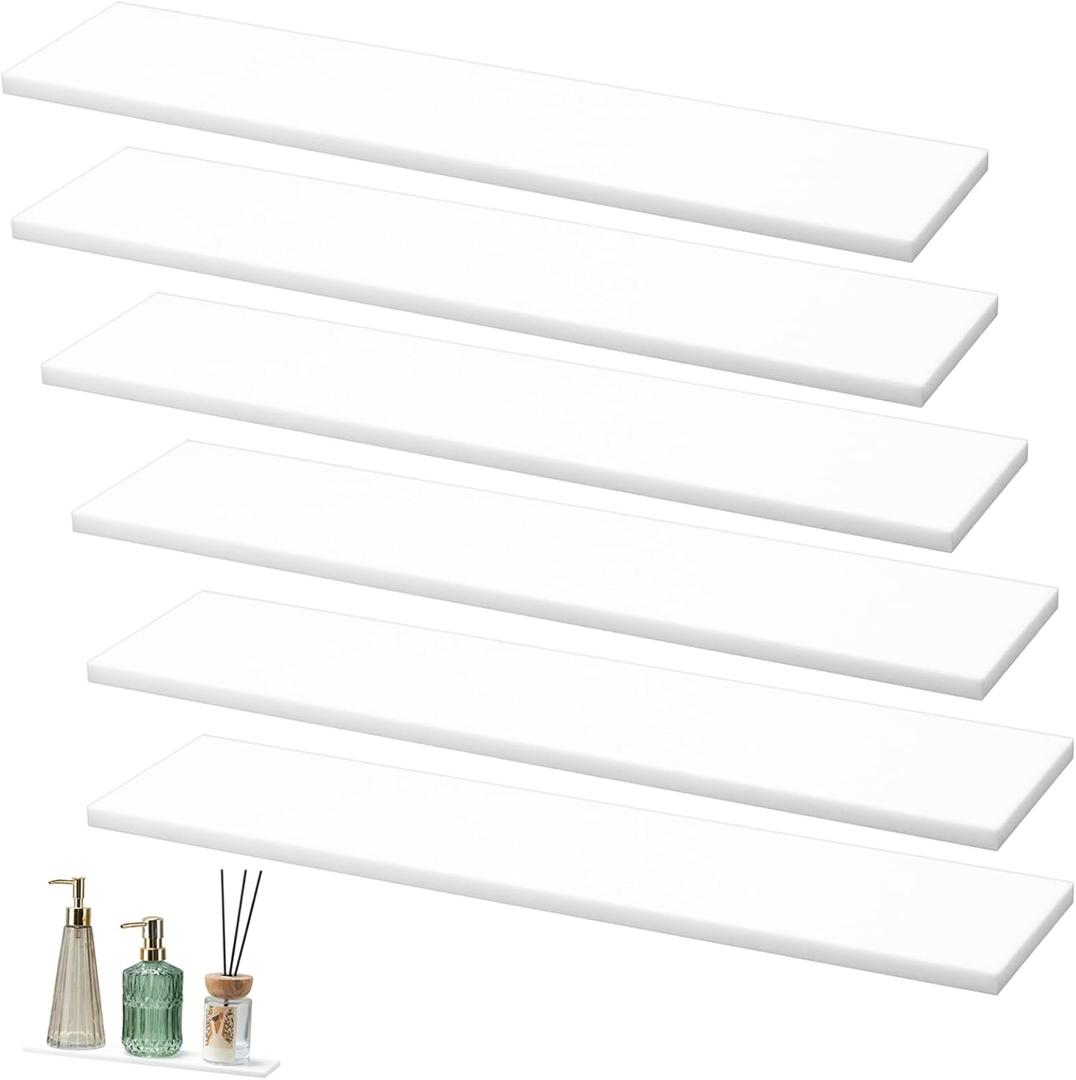 Leinuosen 6 Pcs Medicine Cabinet Shelves Replacement 13 Inch Bathroom Cabinet Shelf Medicine Shelves Suitable for Bathroom Living Room Kitchen Wall Mounted and Hanging (Plastic)