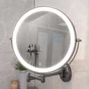Hasipu 10-Inch Wall Mounted Makeup Mirror with Magnification, Rechargeable 3000 mAh Vanity Mirror with Lights, Bathroom Mirror with Dimmable Brightness, 3 Lighting Modes, Extendable Arm, Black