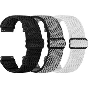 Quick Release Watch Band - Choice of Width -18mm 19mm 20mm 22mm 24mm Watch Bands, Solo Loop Adjustable Elastic Nylon Watch Straps Replacement Wristband for Men Women (Black+Grey+White)