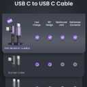AINOPE USB C Cable 60W 2-Pack 10ft Nylon Braided USB C to USB C Cable Type C Charger Fast Charging Right Angle USBC Cable Charger Cord for iPhone 16 Pro Max 15 Plus Samsung S24 S23 iPad Pro Purple