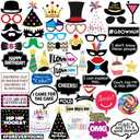 Funny Birthday Photo Booth Props - 47 Pieces - Funny Birthday Party Supplies for Him or Her - Photo Booth Decorations, Favors and Gifts