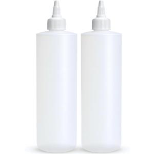 BRIGHTFROM Condiment Squeeze Bottles, 16 OZ Empty Squirt Bottle with Twist Top Cap, Leak Proof - Great for Ketchup, Mustard, Syrup, Sauces, Dressing, Oil, Arts and Crafts, BPA FREE Plastic - 2 PACK