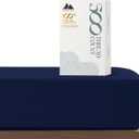 Mayfair Linen 100% Cotton Full Size Fitted Sheet Only - 500 Thread Count 16" Deep Pocket Full Size Fitted Sheet, Soft Cooling Durable Sateen No Pop-Off Elastic Bottom Sheet for Adults - Navy Blue