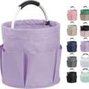 17L Purple Shower Caddy for Women, Foldable Cleaning Caddy with Handle and 6 Pockets, 600D Oxford Fabric Garden Tool Bag, Multifunctional Storage Basket for College, Dorm, Family, Purple