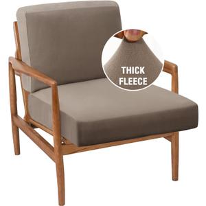 H.VERSAILTEX Fleece Sofa Cover 2 Piece Chair Covers Armchair Super Stretch Slip Covers for Modern Bedroom Armchairs Thick Soft Accent Chair Cover(Seat Cushion Cover Plus Back Cushion Cover,Taupe)