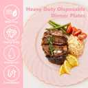 YOUBET 50 Pack Pink Scalloped Plastic Plates - 10.25 Inch Pink Disposable Plates - High End Elegant Vintage Dinner Plate for Party & Weeding & Birthday Mothers Day