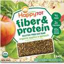 Happy Tot Organics Fiber & Protein Soft-Baked Oat Bars Toddler Snack Apple & Spinach, 0.88 Ounce Bars, 5 Count Box (Pack of 6), Best Before: 10/07/2025