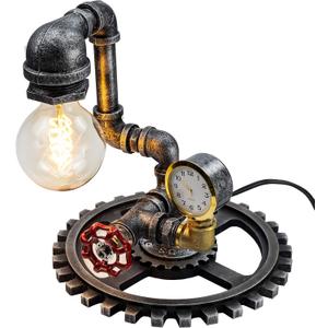 Loft Style Vintage Metal Dimmable Table Lamp with Wood Base, Sam, Steampunk Industrial, Night Light, Desk Light, QTF-SJ01