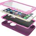 MXX Case Compatible with iPhone 8 and iPhone 7, with Screen Protector 3-Layer Super Full Heavy Duty Body Bumper Cover/Shock Protection/Dust Proof, Designed for iPhone 7 and 8 - (Purple/Light Pink)