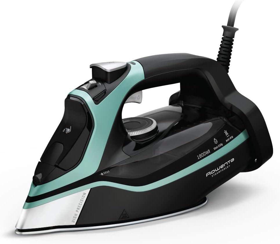 Rowenta Steam Force Stainless Steel Soleplate Steam Iron for Clothes, 400 Microsteam Holes, 1800 Watts, Ironing, Fabric Steamer, Garment Steamer, Digital Display, Precision Tip, DW9440