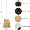 shumi Solar Lanterns Outdoor Waterproof, Bamboo Solar Chandelier for Outside, Hanging Lanterns Decorative Outdoor with Metal Hook and Chain Decoration for Garden,Yard,Porch,Gazebo