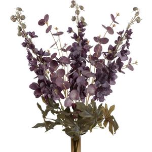 IPOPU Plum Delphinium Artificial Flowers Combo Burgundy Eucalyptus Stems 5PCS 34" Long Stem Artificial Flowers for Tall Vase for Wedding Centerpieces Home Table Party Fall Decor (Plum&Burgundy)