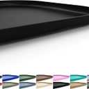 Silicone Pet Feeding Mat with Raised Edge for Food and Water, Dog Bowl Mats, Cat Bowls Placemat with High Lip for Floor Waterproof, Rubber Tray for Cats and Dogs 22 x 14 x0.8 Black