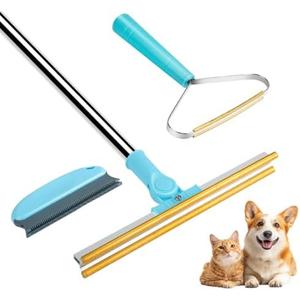 Bolfie 3 in 1 Carpet Rake for Pet Hair Removal, Tool Set of 3, 56” Long Handle Carpet Pet Hair Removal Carpet Scraper Dog Cat Hair Remover for Sofa, Couch, Car, Rug