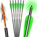 20 inch Crossbow Bolt Carbon Hunting Arrows with 100 Grain 2 Blade Mechanical Broadhead and 7.62mm Lighted Nocks