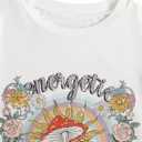 Girl's Drop Shoulder Letter Star Print Tee Tops Loose Short Sleeve Crew Neck T Shirts (White)