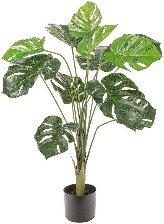 Naturae Decor Monstera Plant - Lifelike Artificial Indoor and Outdoor House Plant - UV Resistant - 29-in High (Green)