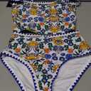 ZAFUL Tankini Swimsuit Tummy Control Bathing Suits Two Piece Swim Top with High Waisted Bottom (Blue, M)