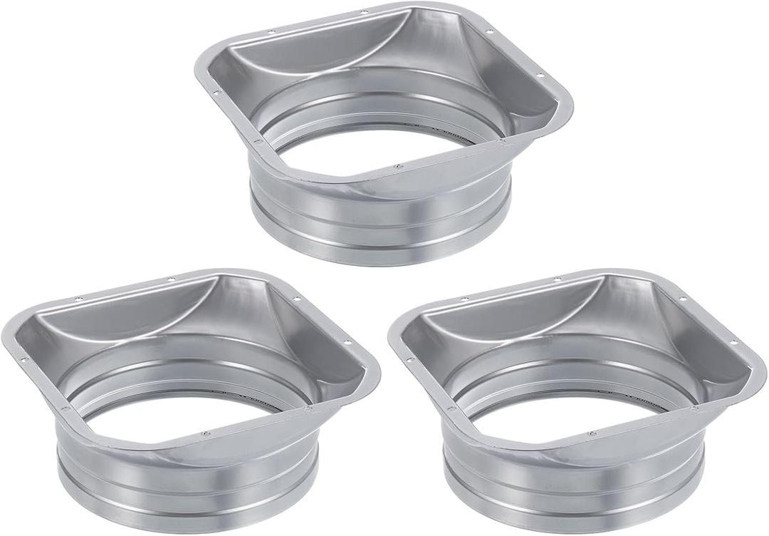 PATIKIL 6 Inch Duct Connector Flange, 3 Pcs Metal Straight Pipe Flange Square to Round Interface Air Duct for Heating Cooling Ventilation HVAC System