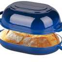 VORRINGARD Enameled Cast Iron Sourdough Bread Oven, Dutch Oven, Loaf Cast Iron Bread Pan for Homemade Bread Baking, Meatloaf Pan with Lid, 7QT, Blue