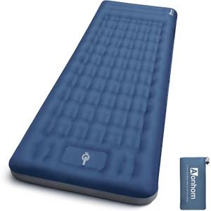 Camping Sleeping Pad, 6" Extra Thick Sleeping Mat with Pillow Built-in Foot Pump, 32.7" Extra Wide Inflatable Sleeping Pads Compact for Camping Backpacking Hiking Traveling Tent (Blue)