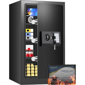 [27.56''] Tall Safe Box, Home Safe with Fireproof Waterproof Bag, 6.2 Cuft Anti-Theft Digital Security Lock Box with Smart Alert System, Removable Shelf, Mute Function, Document Safes for Jewelry